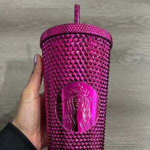 Starbucks Pink Bling Berry Blast Cold Cup Studded Venti Tumbler 24oz (new) - Pi